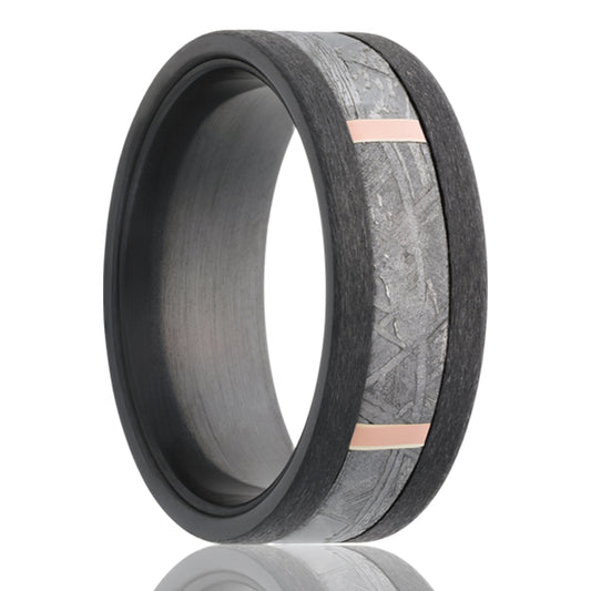 Zirconium Rose Gold Flat Comfort Fit Satin Ring
