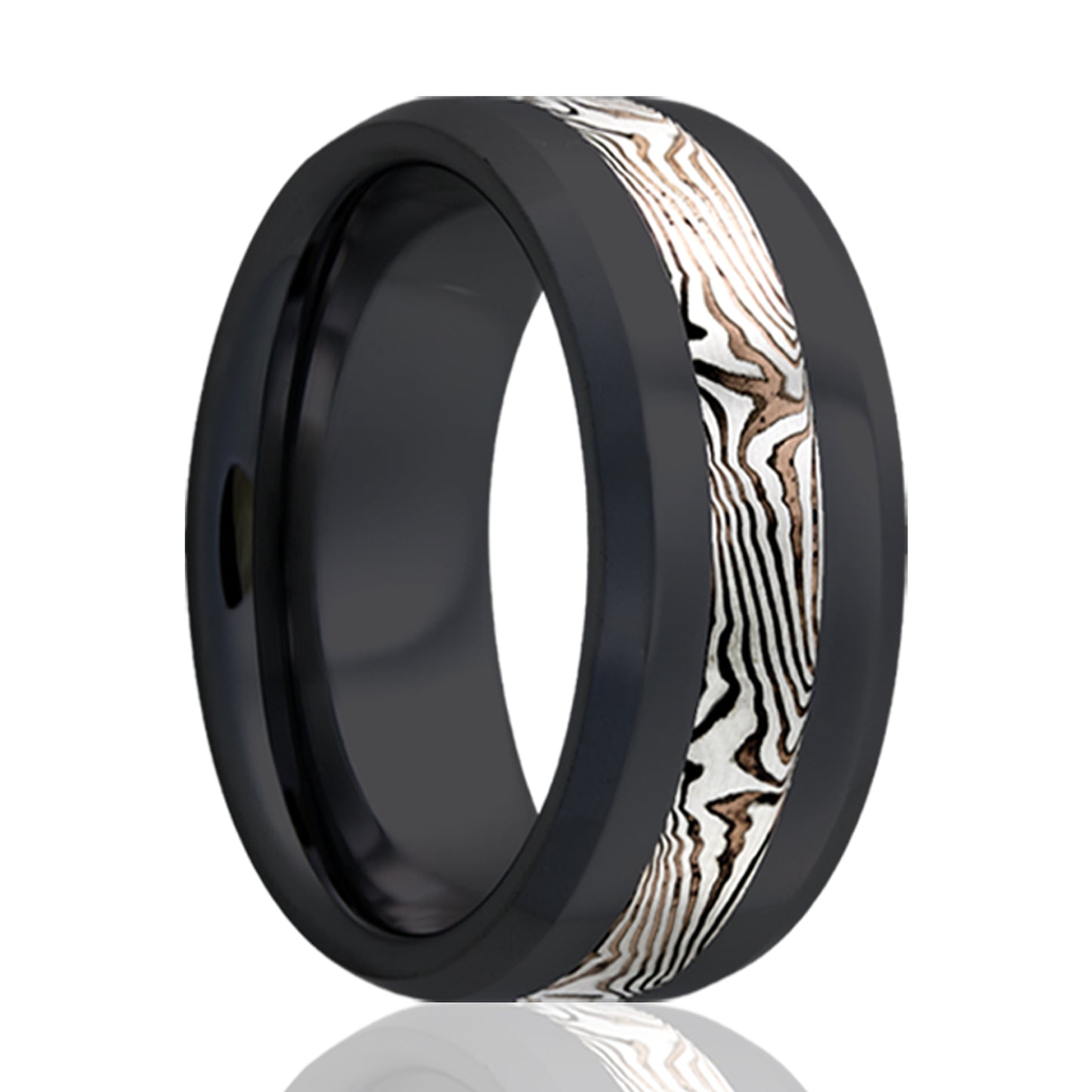 Zirconium Comfort Fit Ring with Mokume Gane