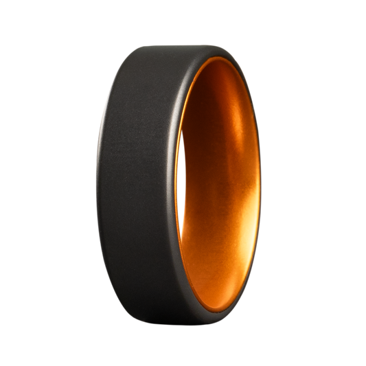 Zirconium Flat Matte Ring with Orange Sleeve