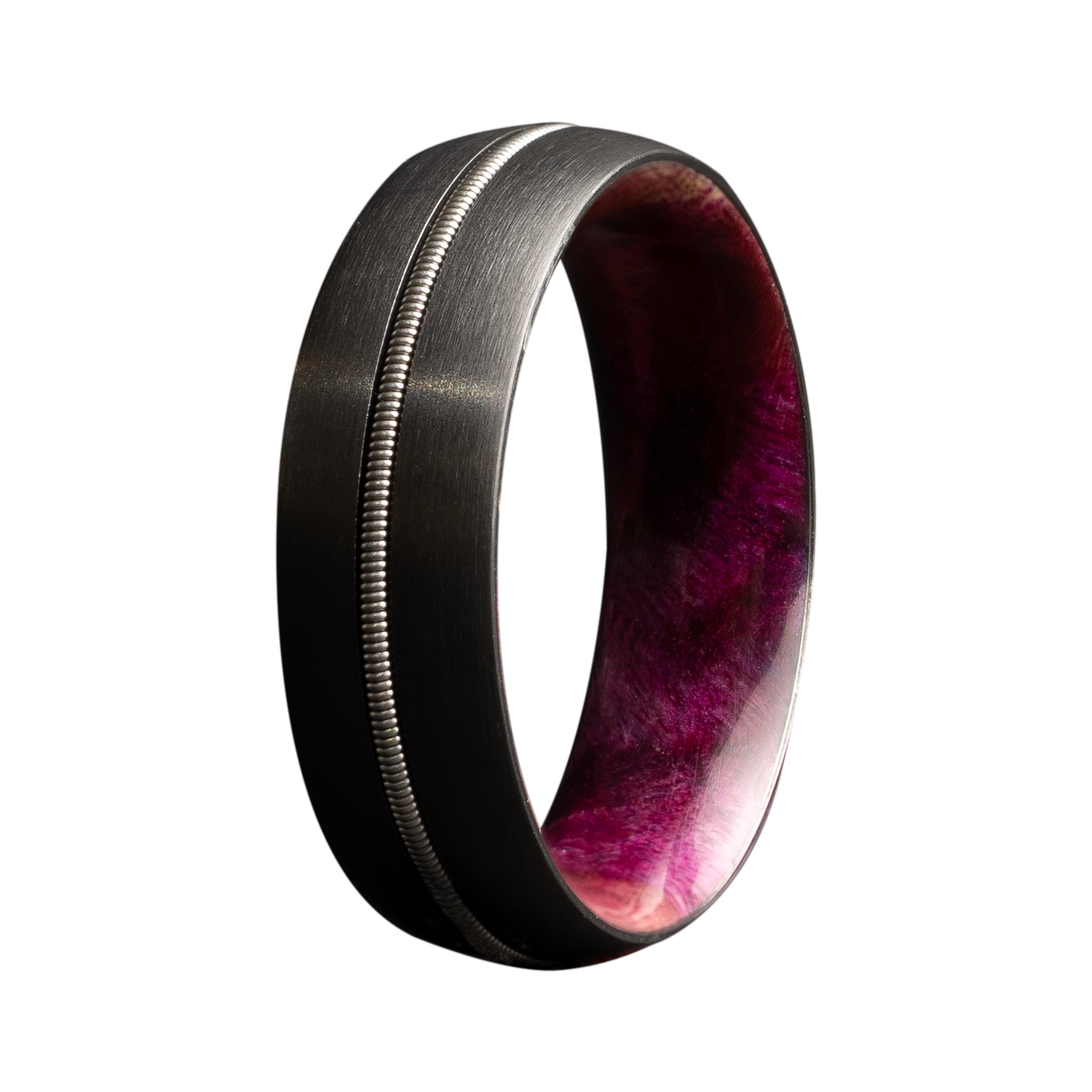 Zirconium Guitar String Inlay Ring - Satin Finish