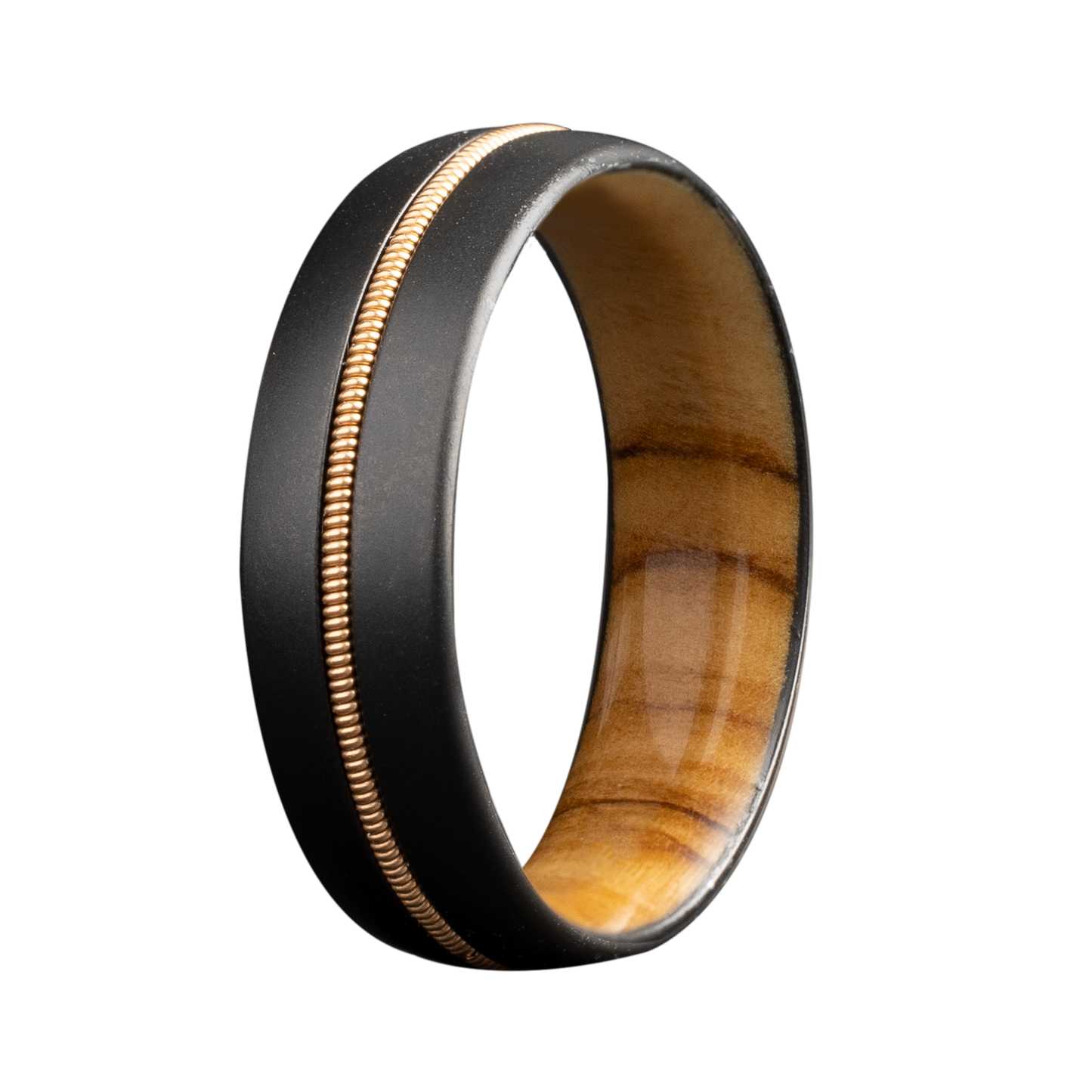 Zirconium Guitar String Ring with Olive Wood Finish