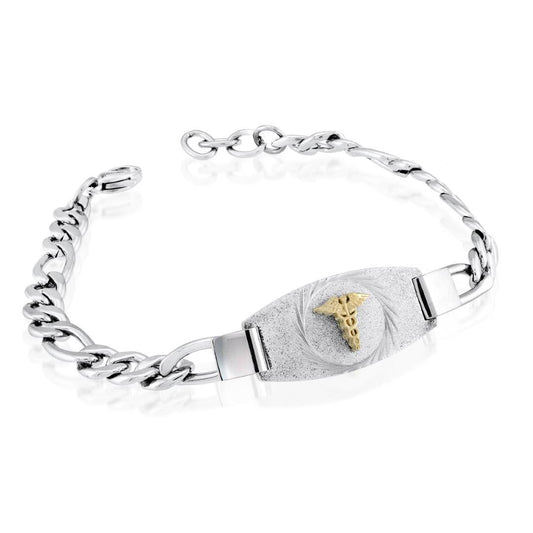 6MM FIGARO LINK STARDUST MEDIC ALERT BRACELET