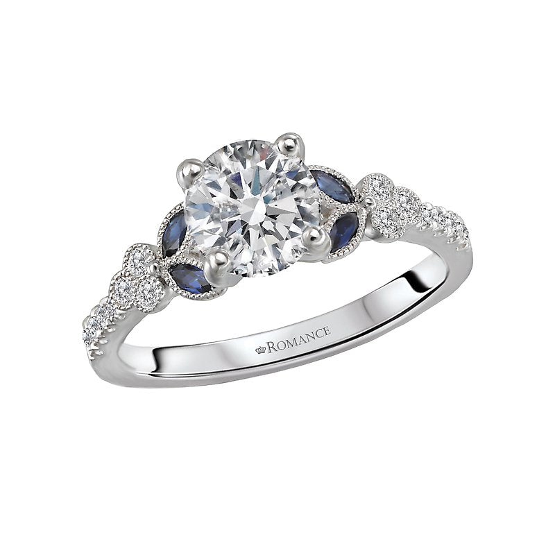 Romance Sapphire and Diamond Semi-Mount Engagement Ring