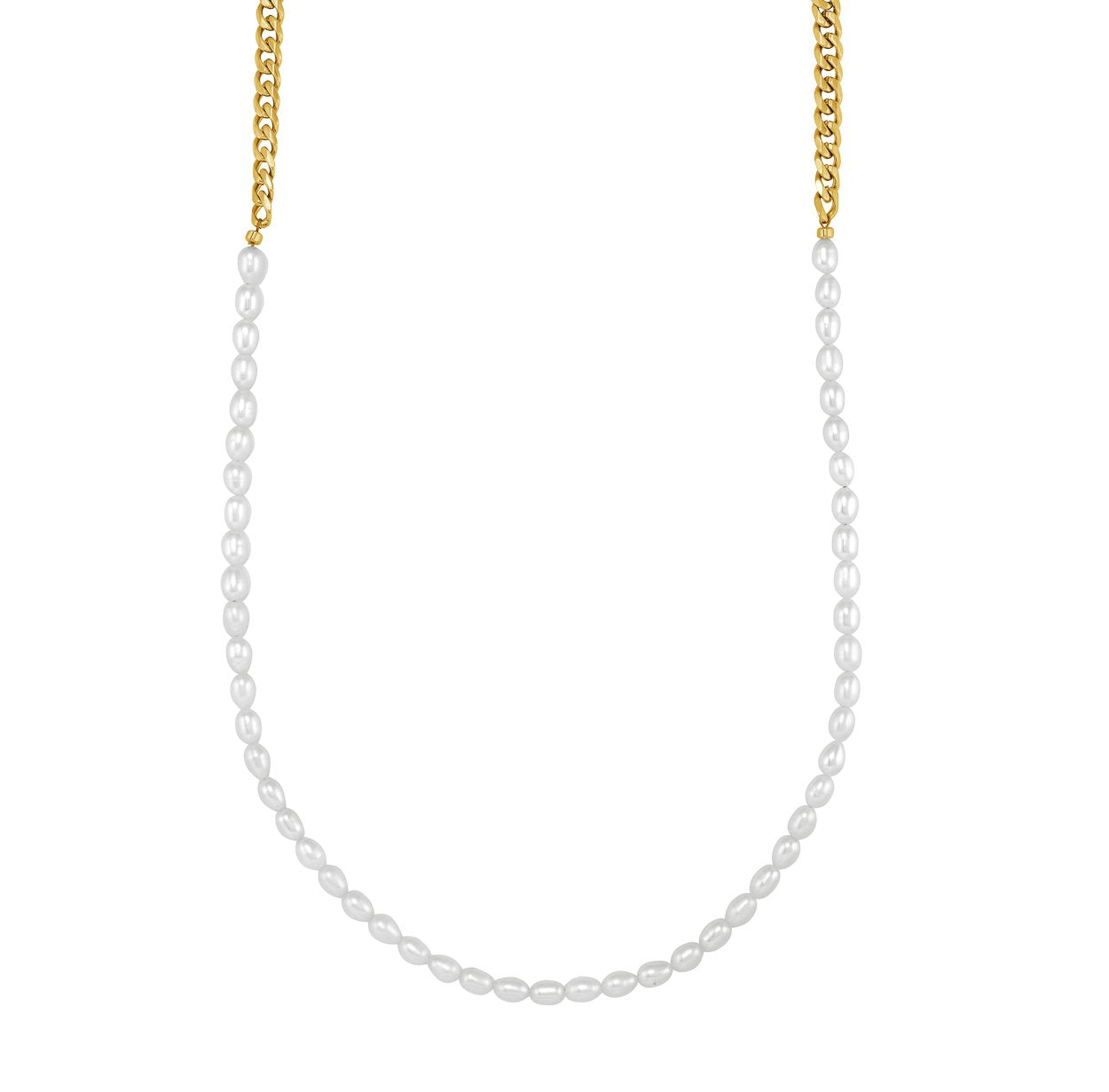 4.6mm curb & pearls necklace