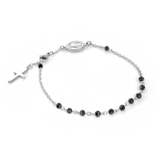 ROSARY ONYX & CROSS BRACELET