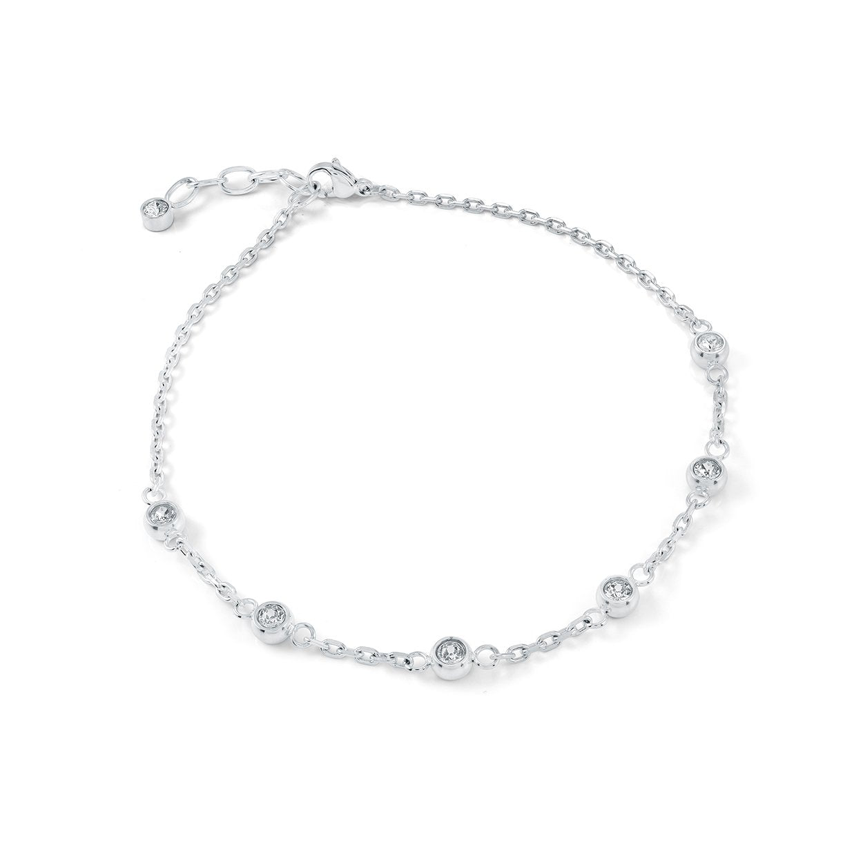 WHITE-CZ STATION ANKLET