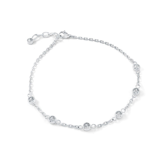WHITE-CZ STATION ANKLET
