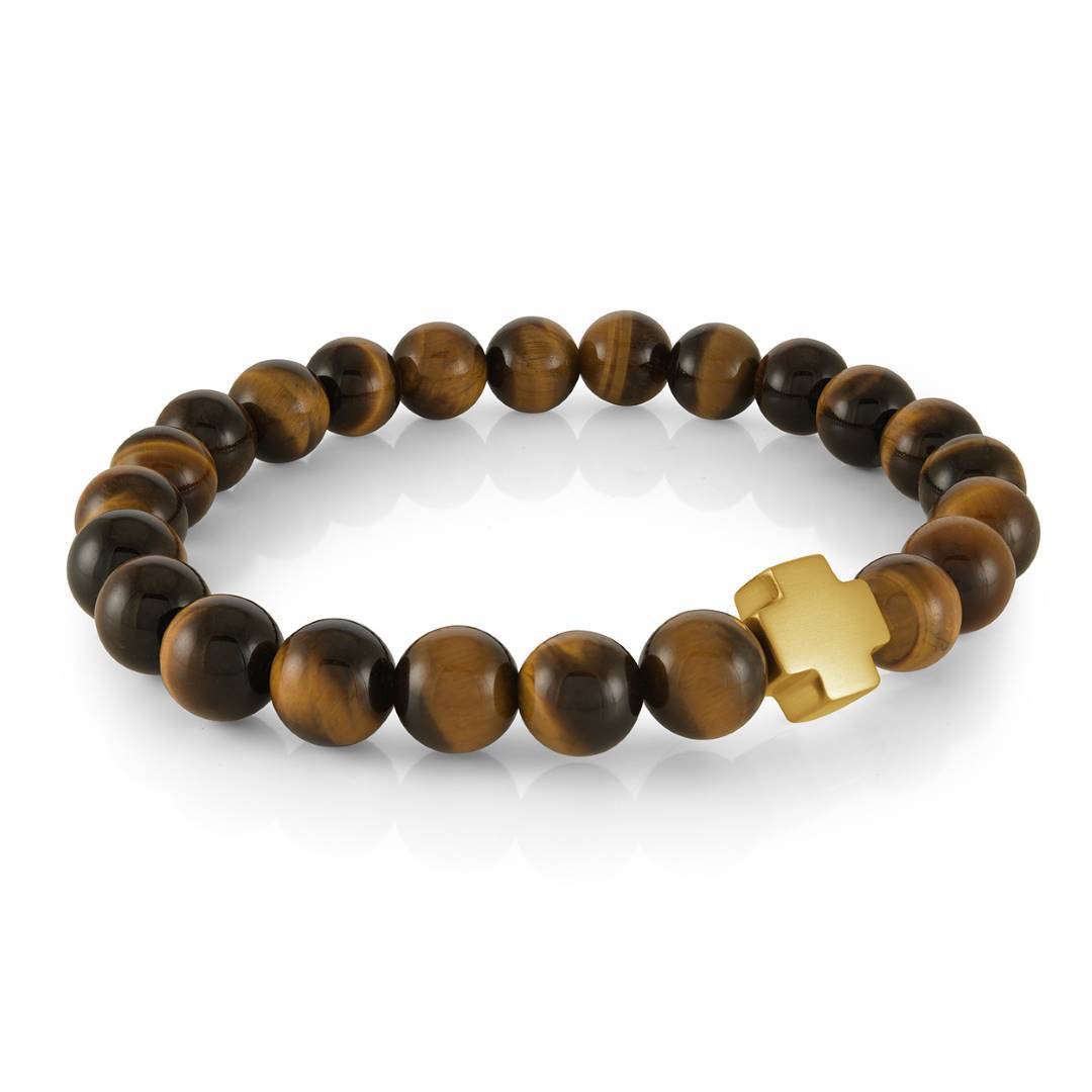 8MM BEADED CROSS BRACELET