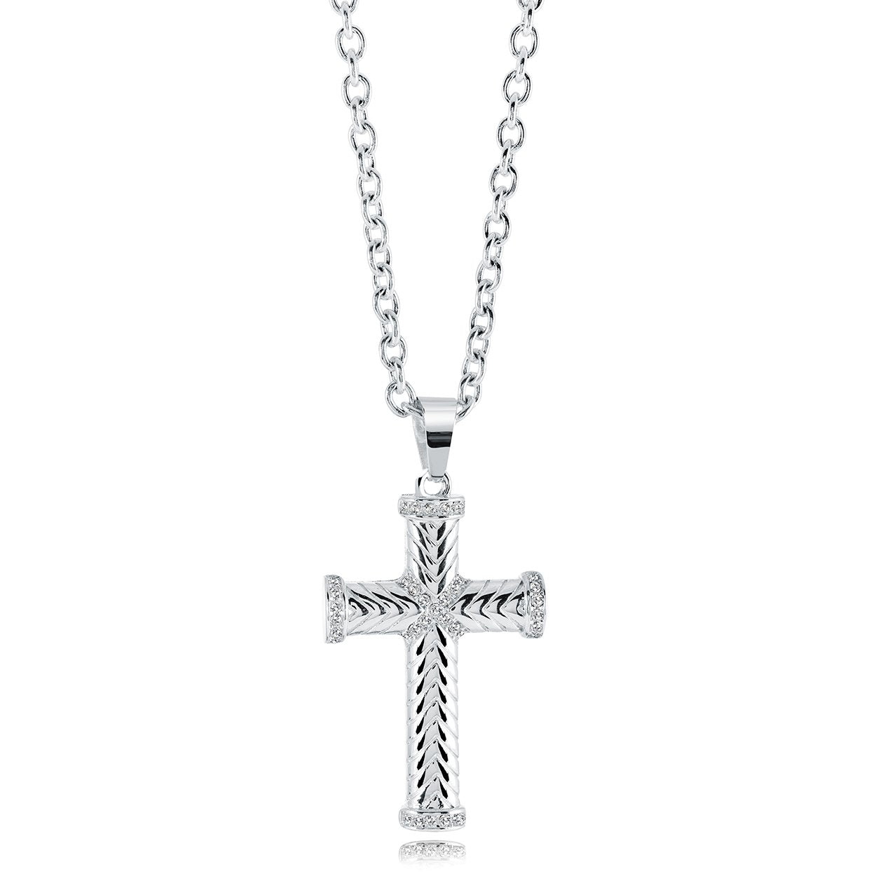 CHEVRON CZ CROSS NECKLACE