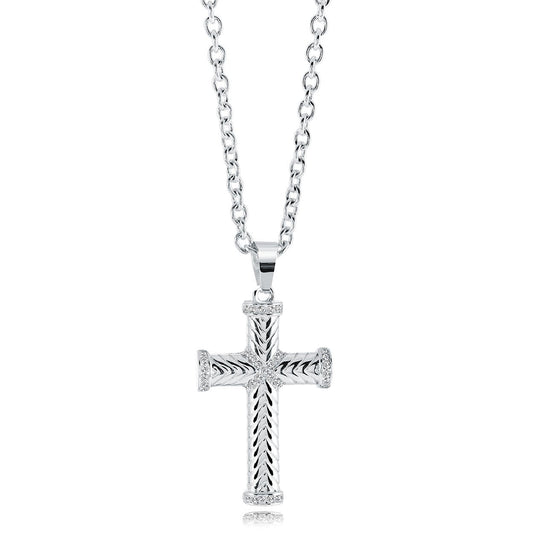 CHEVRON CZ CROSS NECKLACE