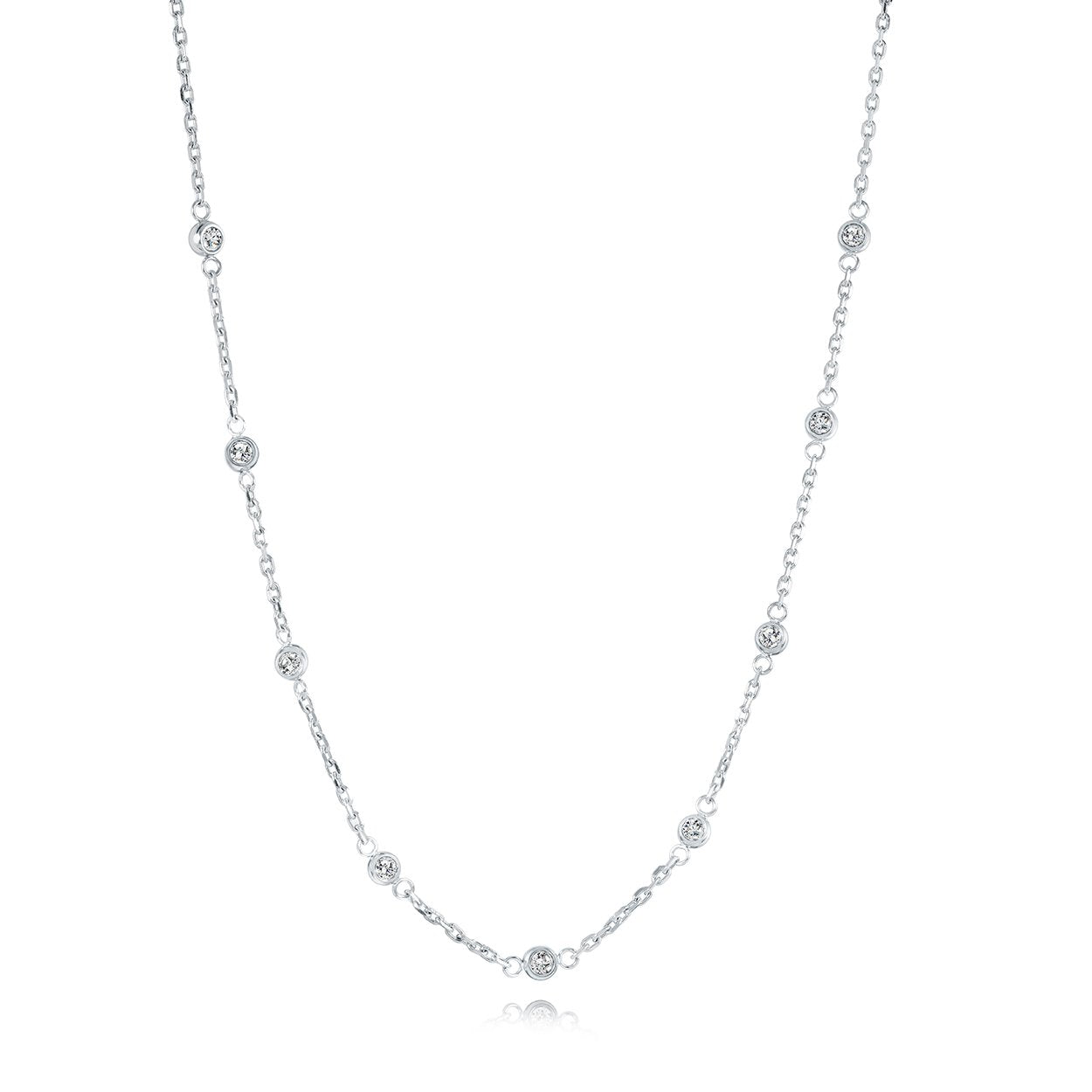 WHITE-CZ STATION NECKLACE
