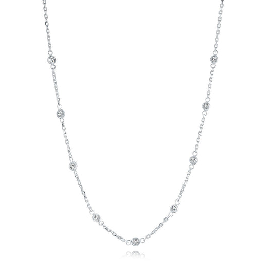 WHITE-CZ STATION NECKLACE