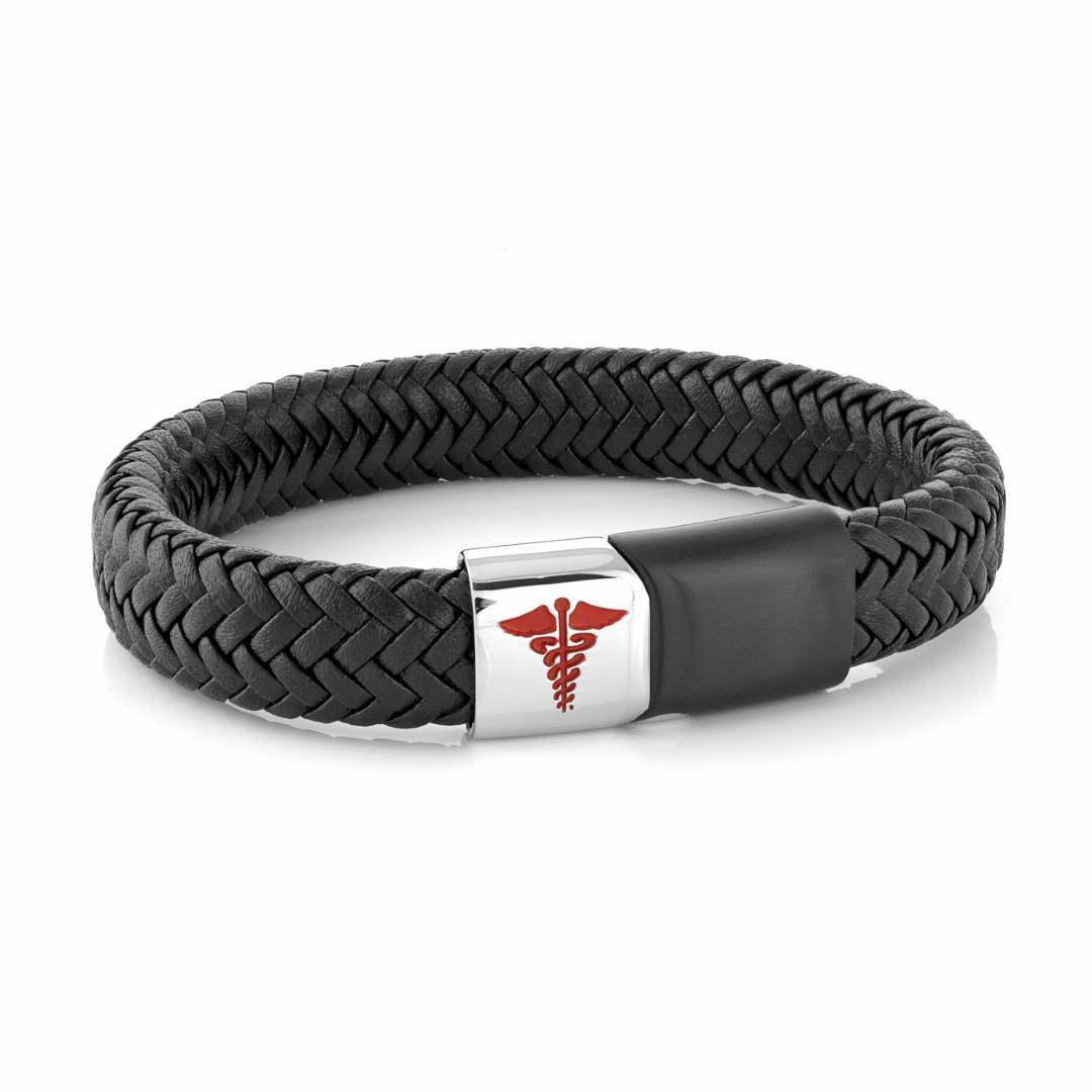 THICK LEATHER MEDIC ALERT BRACELET