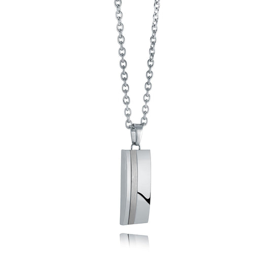 BRUSHED LINE DOG TAG PENDANT