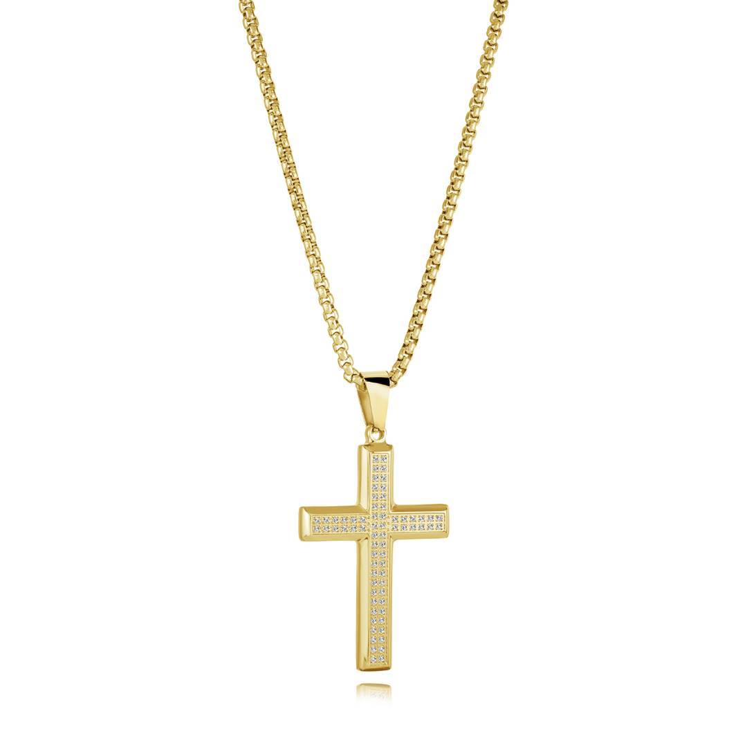 DOUBLE ROW CZ CROSS PENDANT