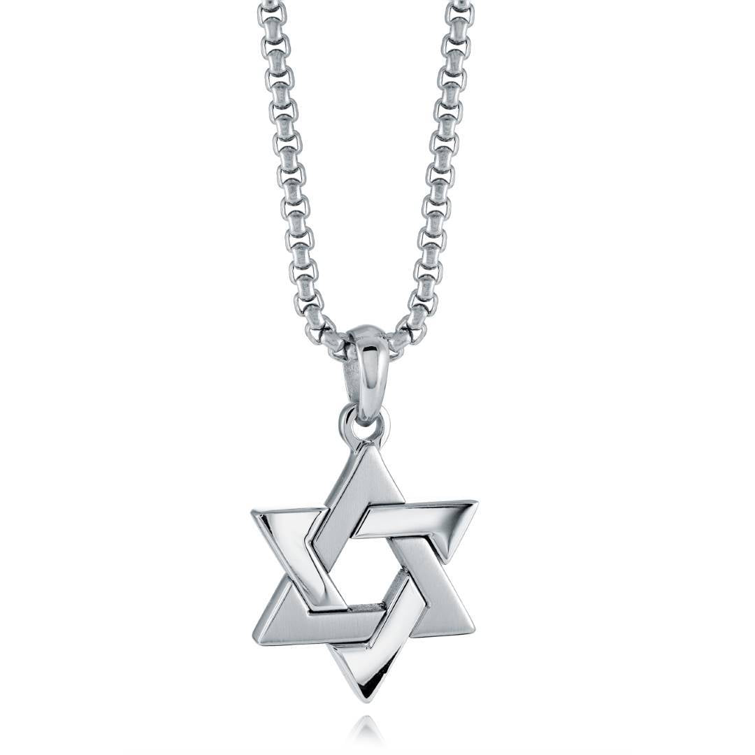 BRUSHED-POLISHED STAR OF DAVID PENDANT