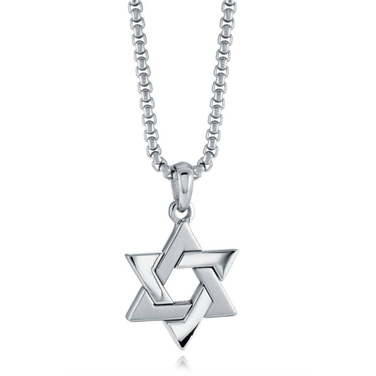 BRUSHED-POLISHED STAR OF DAVID PENDANT