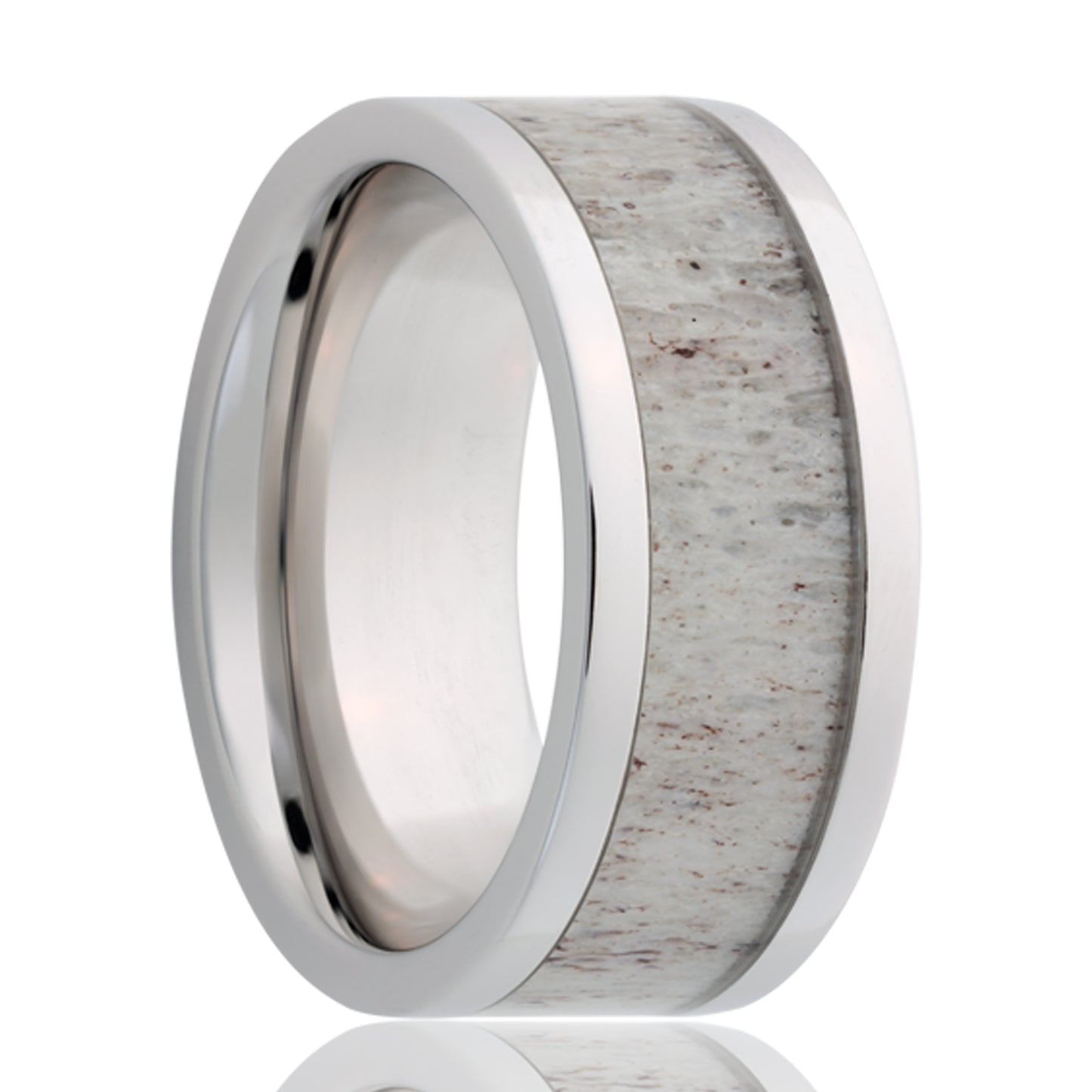 Cobalt Comfort Fit Polished Ring with Antler