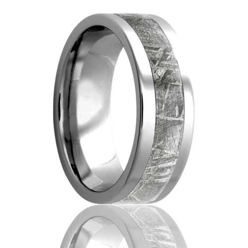 Titanium Meteorite Inlay Ring - Polished Finish