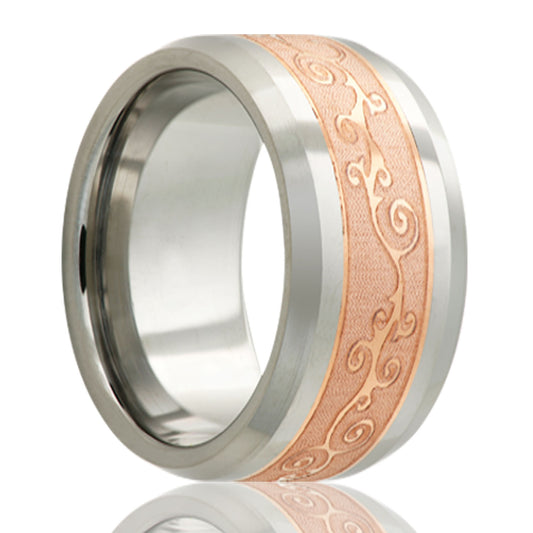 Cobalt Comfort Fit Ring with Engraved Inlay