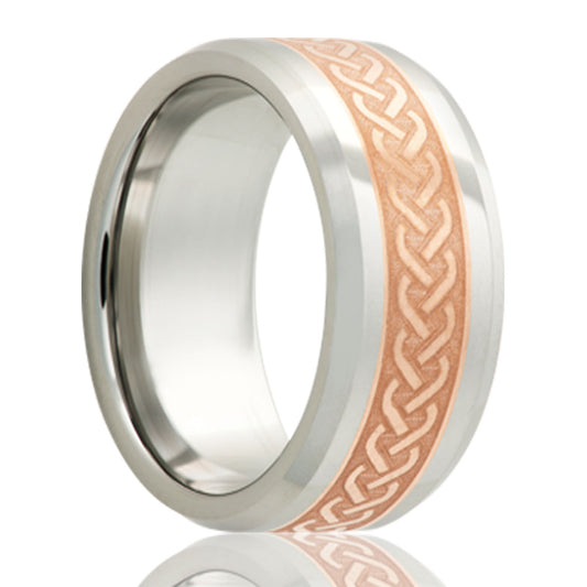 Tungsten Comfort Fit Ring with Copper Inlay