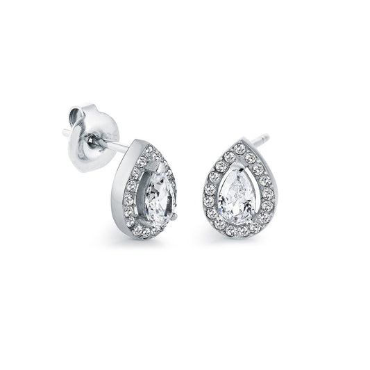 8MM PEAR HALO EARRINGS