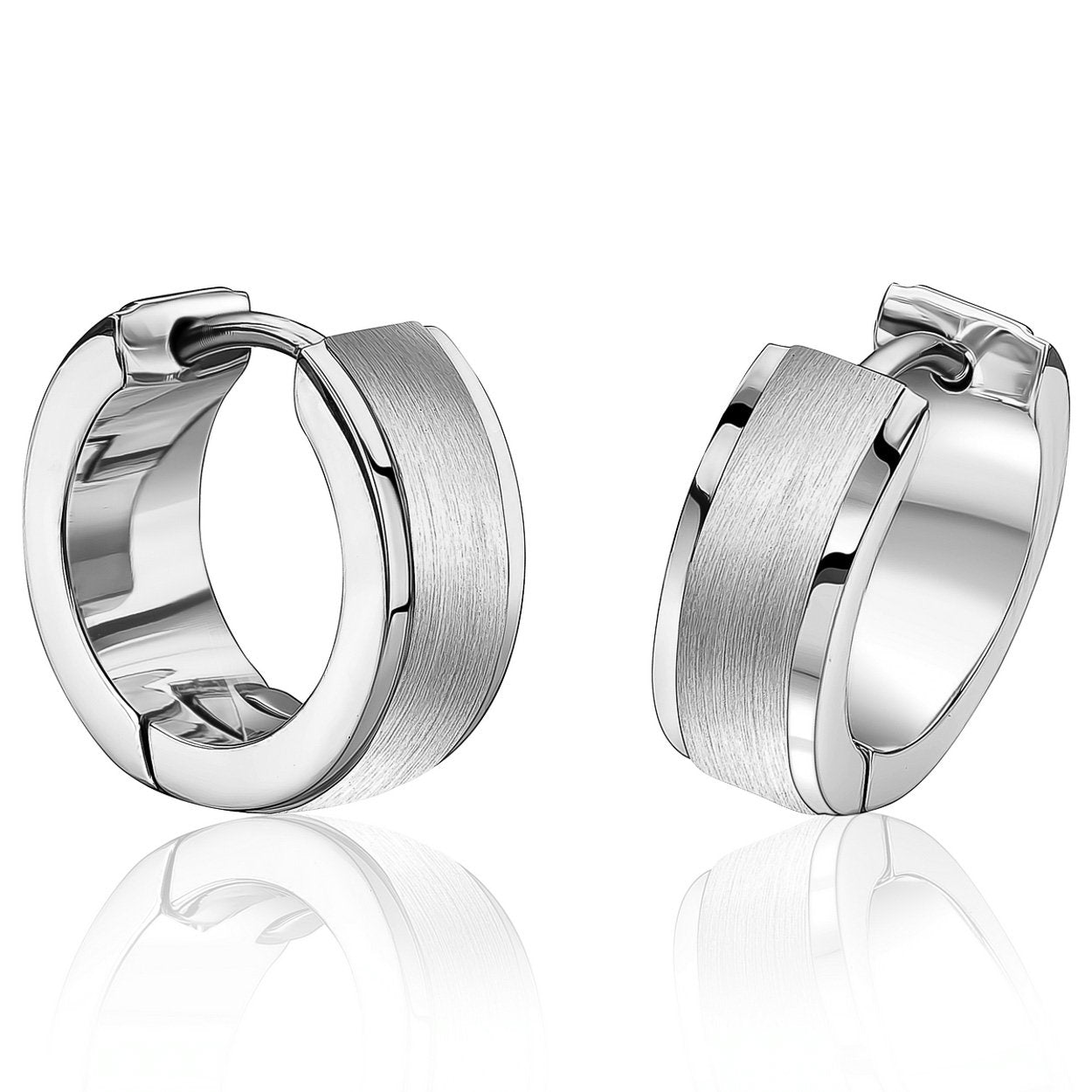 14.5MM BRUSHED CENTRE EARRINGS