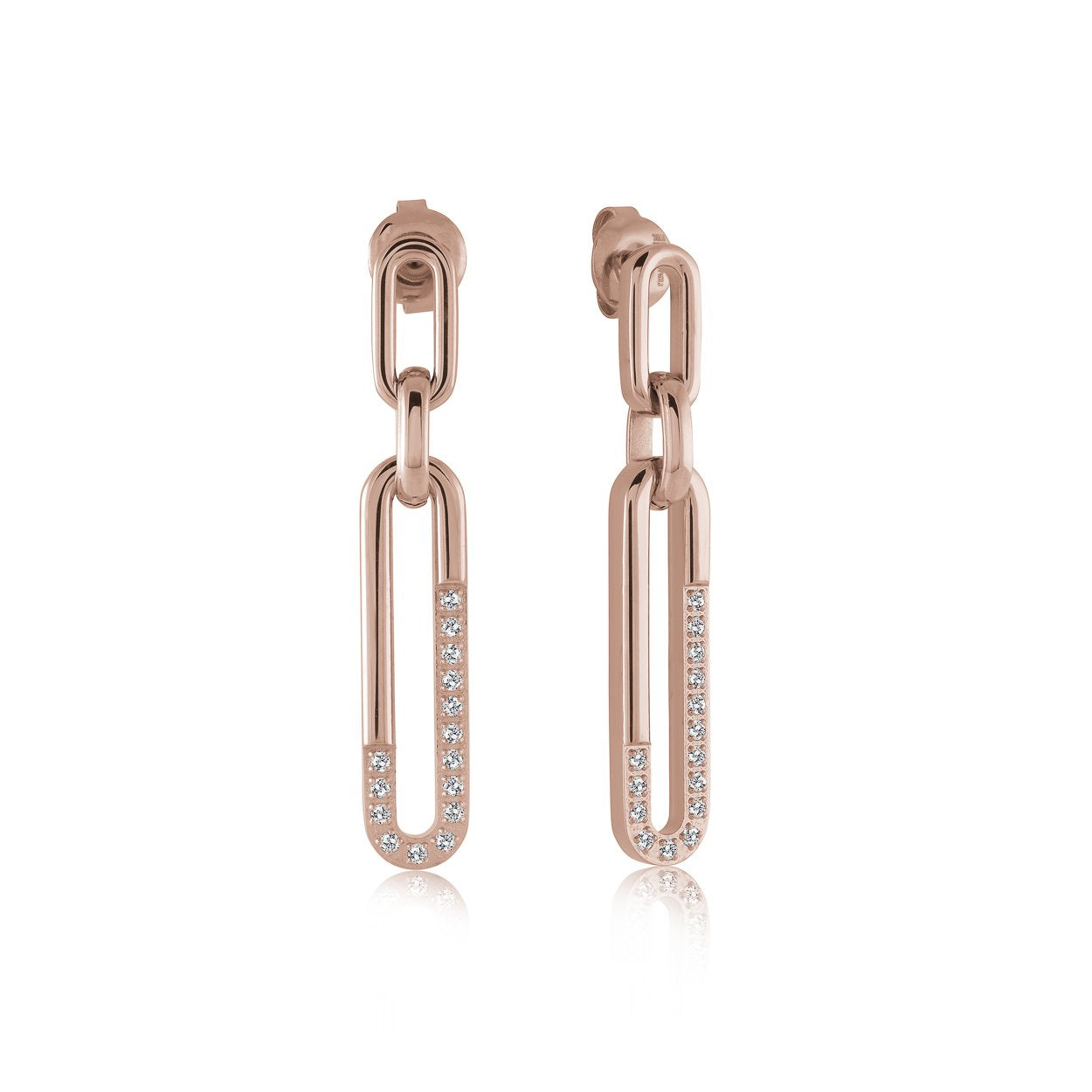 OVAL & CZ DANGLE EARRINGS