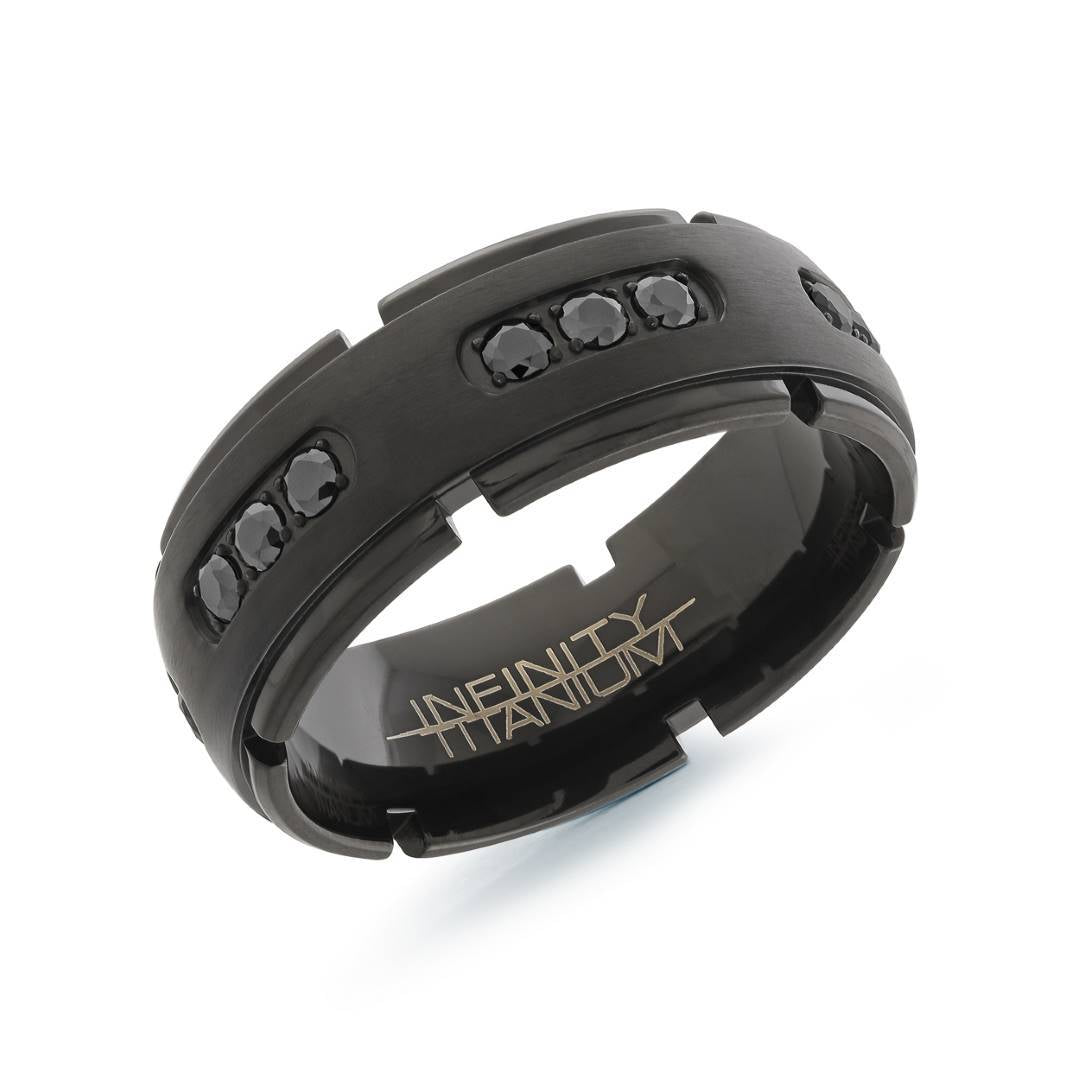 TITANIUM BLACK CZ 8MM BAND