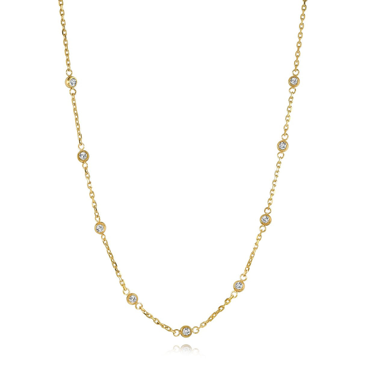 WHITE-CZ STATION NECKLACE