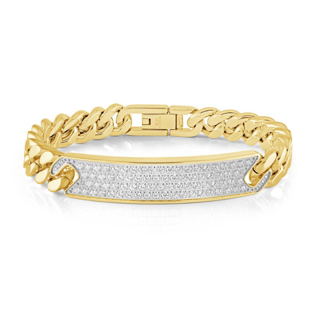 10MM CURB CZ ID-PLATE BRACELET