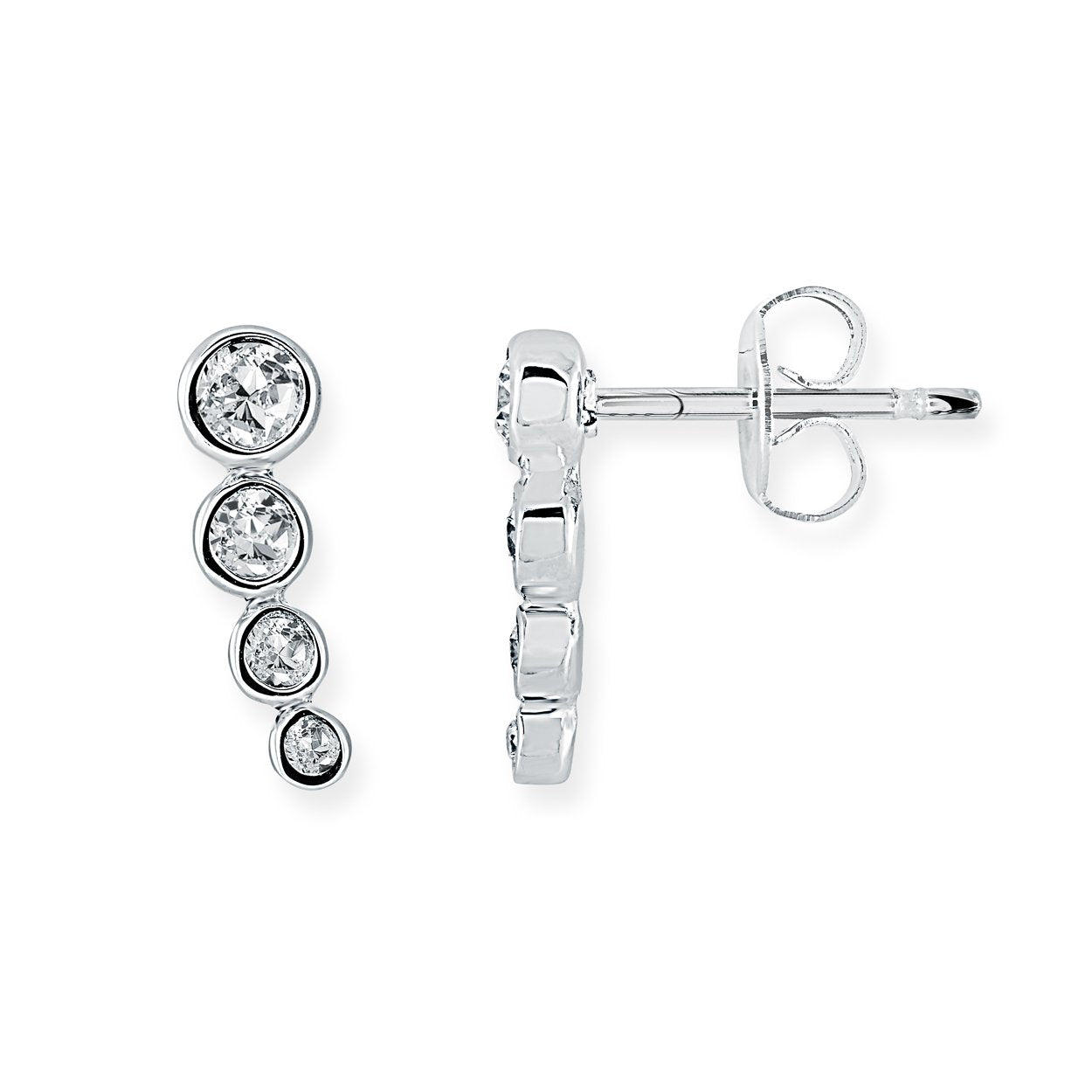 WHITE CZ 4 STONE DROP STUD