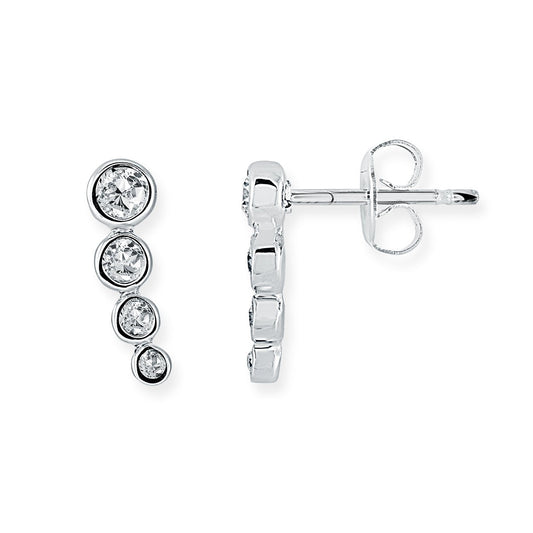 WHITE CZ 4 STONE DROP STUD