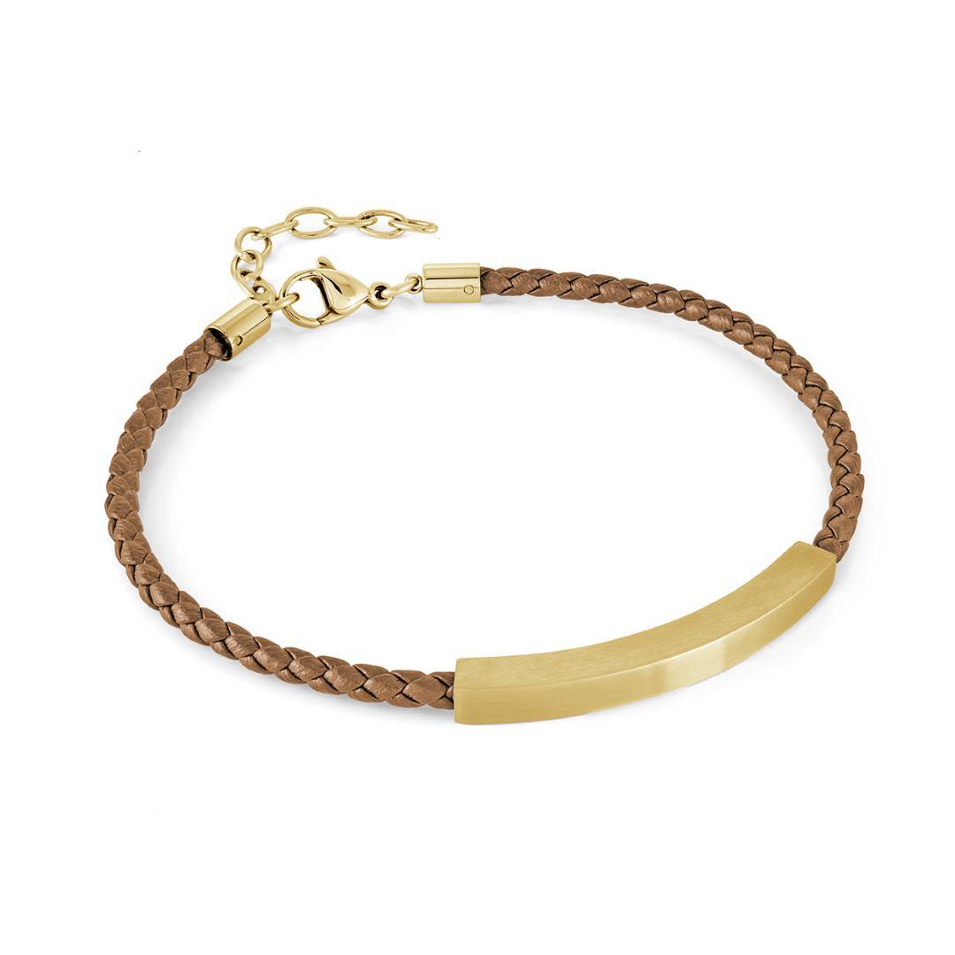 ID PLATE LEATHER BRACELET