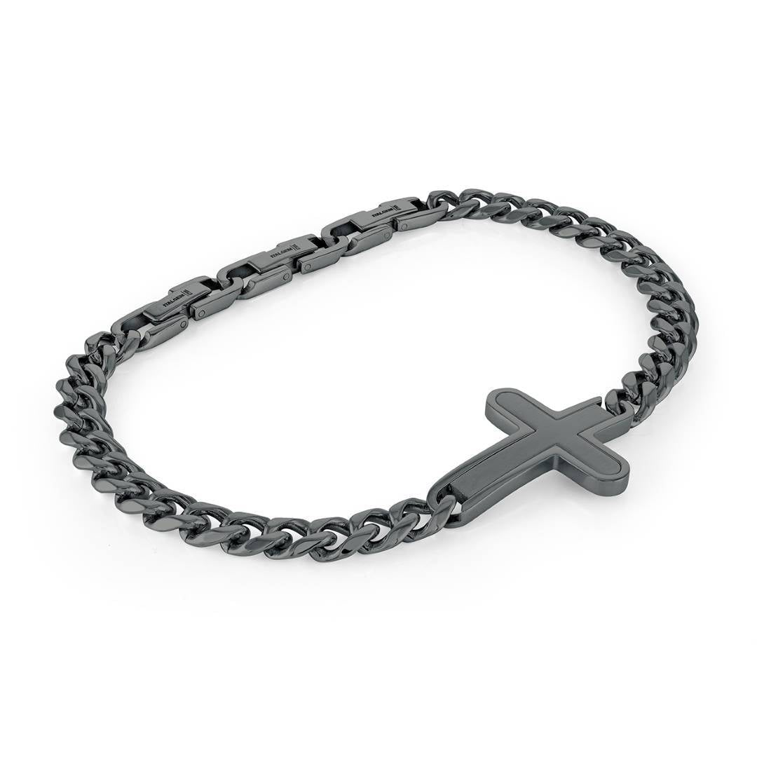 6.5MM CURB & CROSS BRACELET