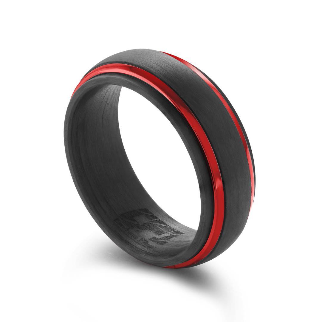8MM STRIPED CARBON FIBRE BAND