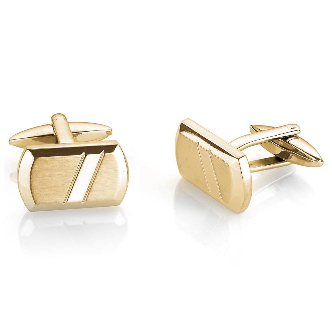 BRUSHED POLISHED-STRIPE CUFFLINKS