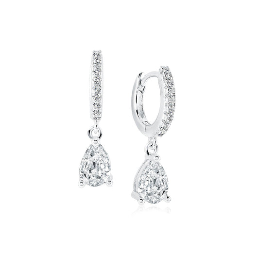CZ PEAR-DROP EARRINGS
