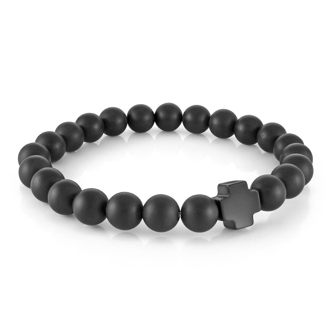 8MM BEADED CROSS BRACELET