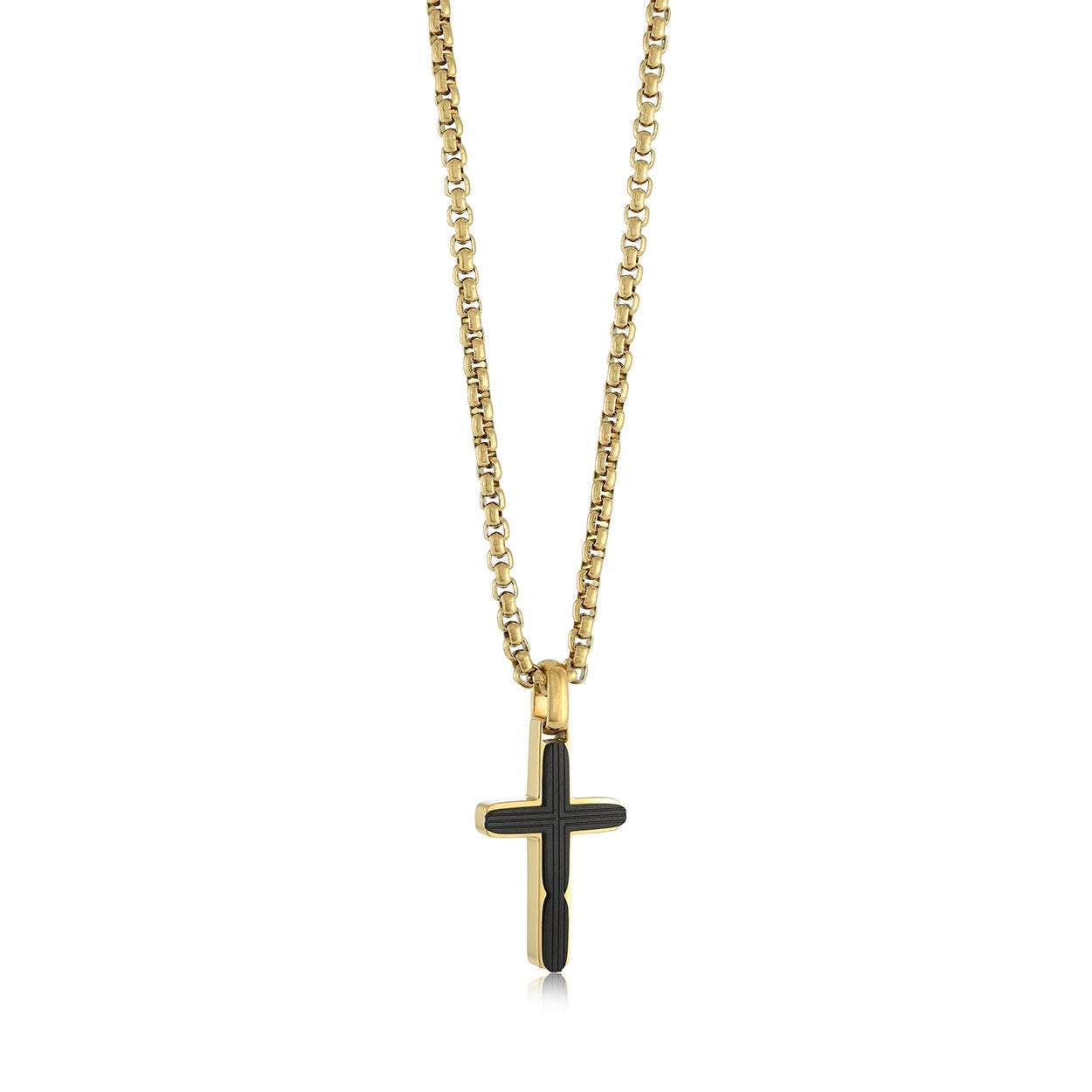 BLACK-CENTER MICRO CROSS PENDANT