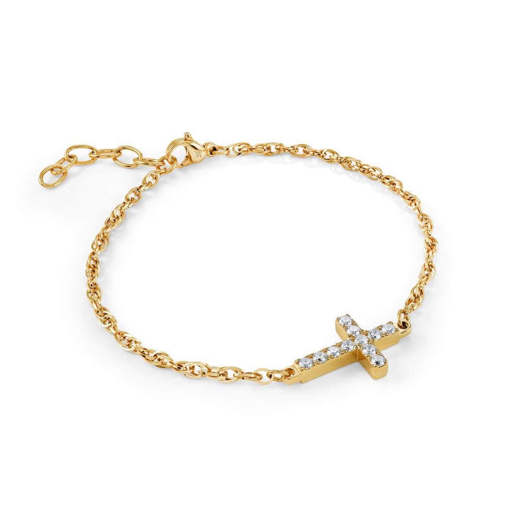 WHITE-CZ CROSS BRACELET