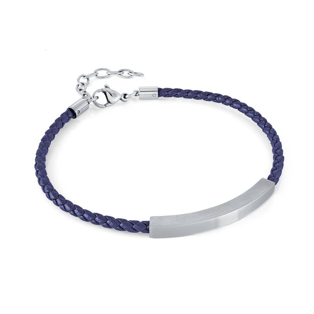 ID PLATE LEATHER BRACELET