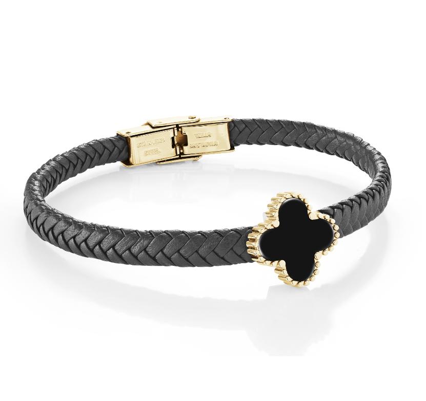 17MM-LUCKY-CLOVER LEATHER BRACELET