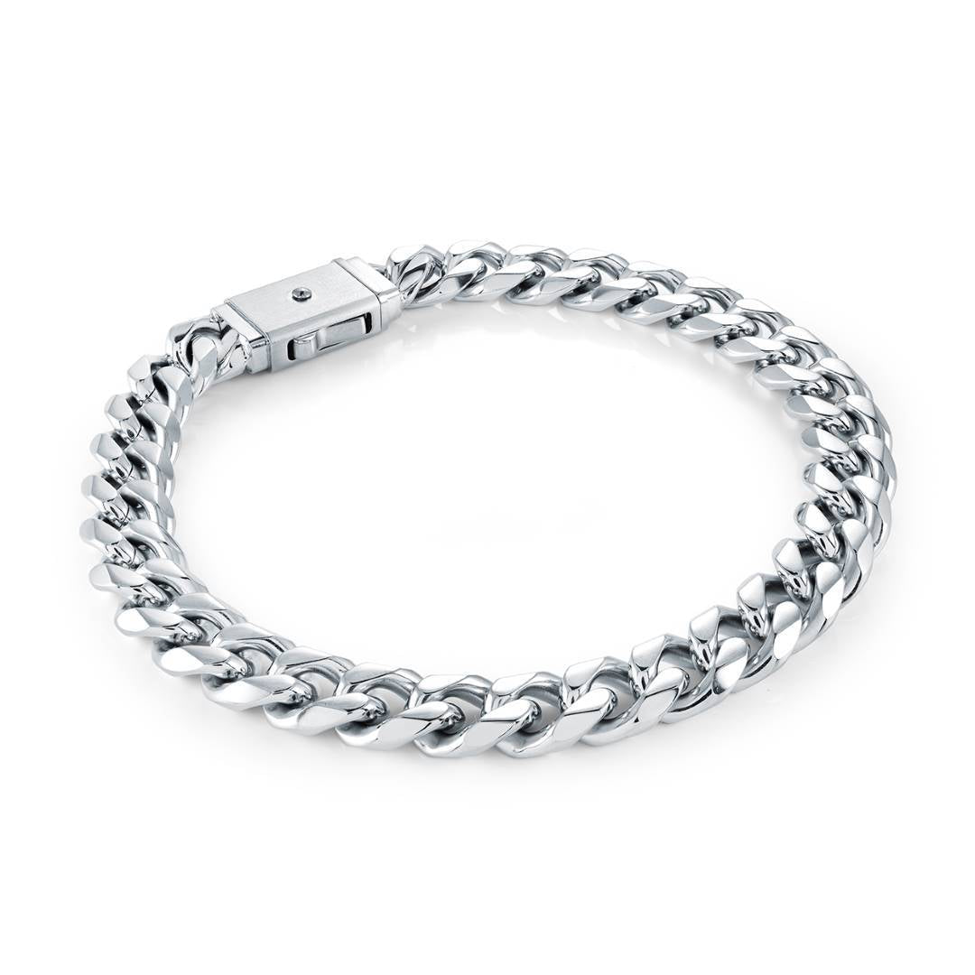 8MM-CURB SQUARE-CLASP BRACELET