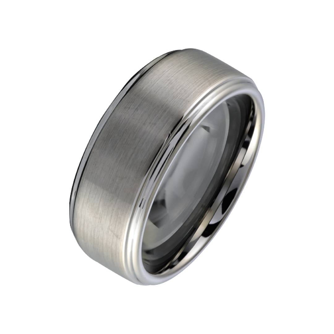 8MM BRUSHED EDGED TUNGSTEN BAND