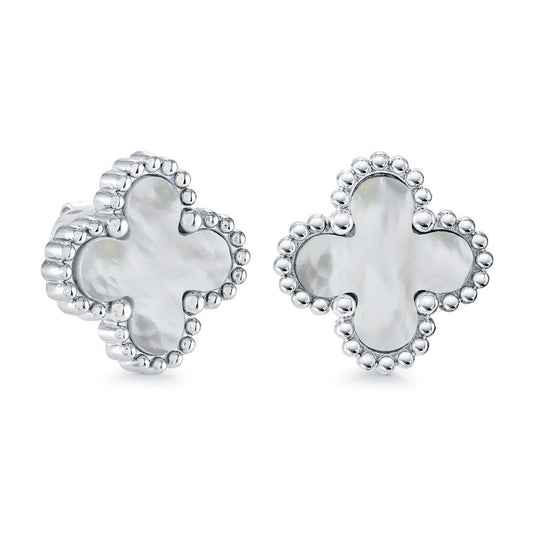13MM MOTHER-OF-PEARL CLOVER STUDS