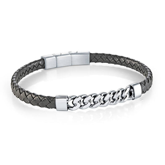 CURB LEATHER BRACELET