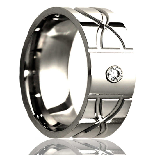 Cobalt Milled Pattern Polished Diamond Ring