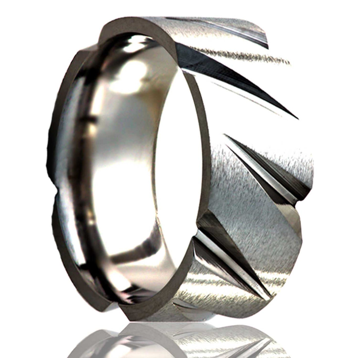 Cobalt Comfort Fit Satin Milled Pattern Ring
