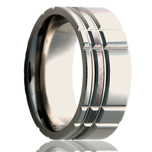 Tungsten Comfort Fit Polished Milled Pattern Ring